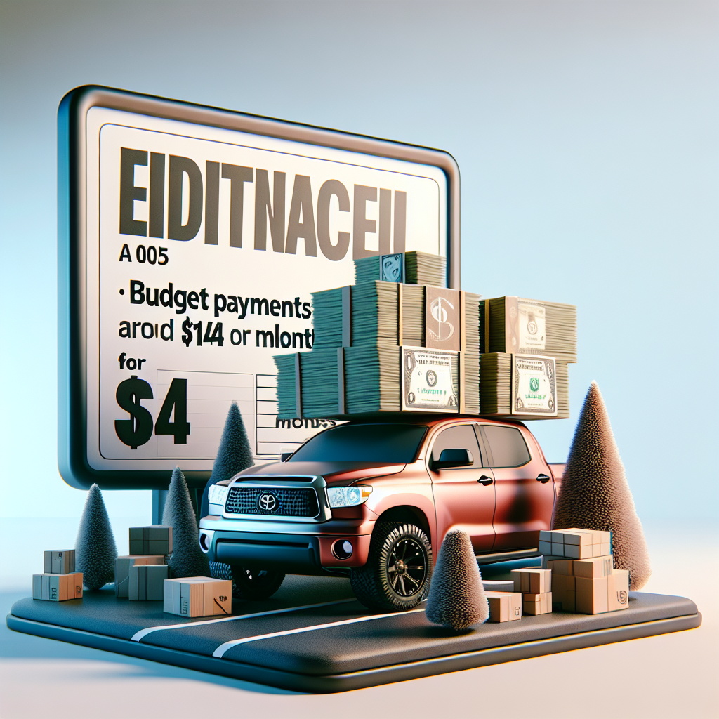 Financing a 2005 Toyota Tundra: Budget Payments ~$140/mo 84mo